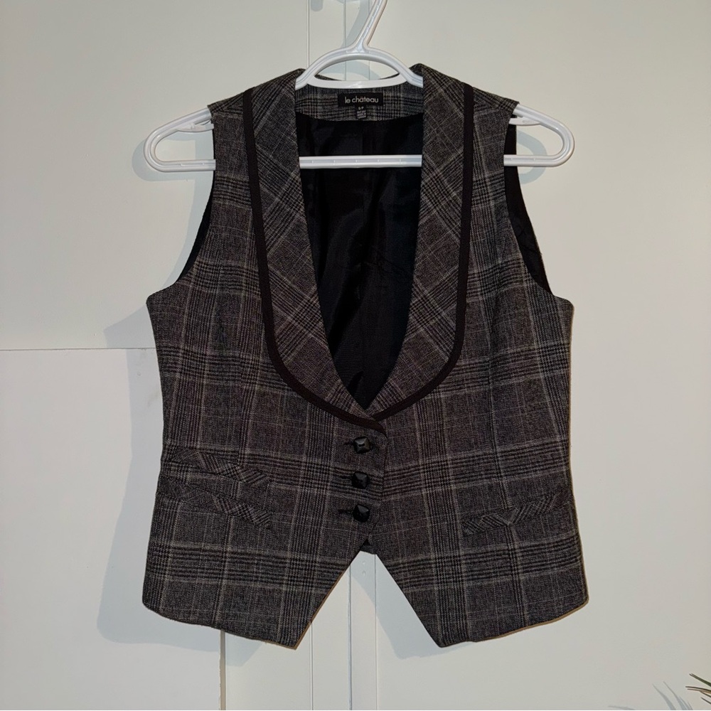 LE CHATEAU Y2K Charcoal Patterned Vest S